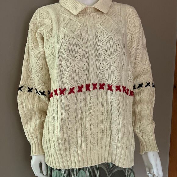 Vintage Esprit Sport Fisherman’s Wool Blend Sweater Unisex Large - Picture 2 of 11